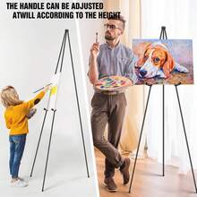 Holzstaffelei 150 cm höhenverstellbar, Extra Tall Display Easel Stand,klappbare Künstlerstaffelei aus Holz, stabiler Dreibein-Ständer für Leinwände bis 99 cm, leicht & tragbar (2,5 kg) für Malerei, Hochzeitsdeko, Ausstellungen, Schaufenster & Cafés – inkl. Aufbauanleitung - 160 cm - Übersicht 1