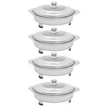 OUKANING 4PCS Buffet Dish Trays, Round Buffet Dish Trays With Lids, Buffet Dish Trays - 1 - 查看 3