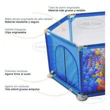 Corralito de Bebé con Pelotas – Gimnasio de  Plegable y Multifuncional, Ideal para Sala de Juegos o Hogar, Amplio y Divertido para el Desarrollo del Niño - Celeste - Ver 4
