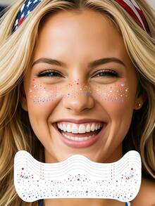 6 Sheets 4th Of July Freckles Face Tattoo Star Gold Glitter Freckles Waterproof Makeup Patches Sparkle Freckles For Women Face Rave Independence Day Accessories Travel Music Festival Prom Party Halloween - Multicolor - View 9