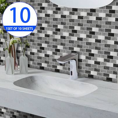 ملصقات زخرفية لاصقة ذاتيًا (ليست بلاط حقيقي)، ملصقات جدار بنمط طوب ملون غير منتظم ثنائي الأبعاد، ورق جدران، ملصقات بلاط، مناسبة لديكور المنزل والمطبخ وغرفة المعيشة والحمام وغرفة النوم