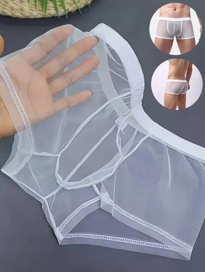 1条男士超薄三角裤，男士平角三角裤，超薄网眼平角裤，性感平角短裤，男士性感内衣，透气，适合各种场合