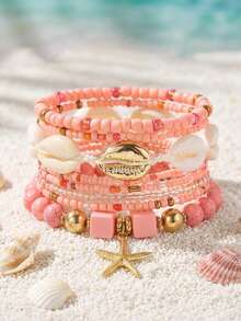 波西米亚度假风多层念珠手链。创意沙滩配饰套装。 - 海星手串套裝 - 查看 13