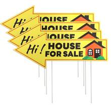 4pcs Property Display, 31.5x13 Inch Yellow Double Sided Notice With 8pcs 40cm Stakes And 8pcs Transparent Acrylic Adhesives For Yard Real Estate Transaction - B - View 7