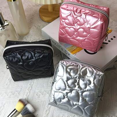 心形化妆包，女士化妆包，时尚化妆包，旅行洗漱包收纳包，可爱化妆刷收纳包