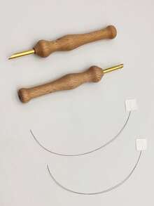 Punch Needle, Thick Bamboo Handle Punch Needle, Tufting Punch Needle, Gold Threader - Wooden Handle Stinger - View 2
