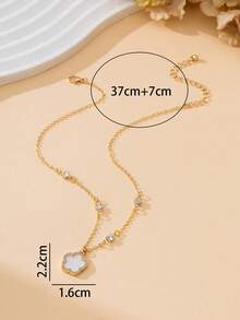 1 chiếc dây chuyền mặt hình cỏ ba lá lấp lánh cổ điển, đa năng, thiết kế ngọt ngào và may mắn, sản phẩm mới mùa hè dành cho nữ. - trắng - Xem 6