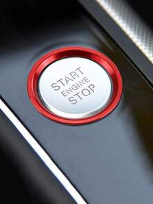 1pc Red Car Start Decoration Ring, Suitable For Audi A4L A5 A6L A7 Q5 Q7 One-Key Start Decoration Ring Ignition Switch Button Decal - A - View 3