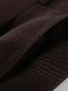 法式纽扣宽松直筒休闲长裤 - 咖啡棕 - 查看 7