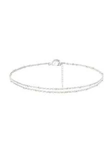 1pc Stainless Steel Double-Layered Stacked Anklet, Bohemian Beach Style Foot Chain, Women Valentine's Day Accessories - 金子 - 查看 5