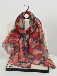 1pc New Maple Leaf Print Scarf, Suitable For Spring And Autumn, Women's Headscarf, Soft And Lightweight, Fresh And Elegant, Long Thin Sunscreen Scarf, Suitable For Daily Outings And Photography, Sunscreen Shawl, Perfect Gift For Family Travel,Beach,Holiday - Multicolor - View 15