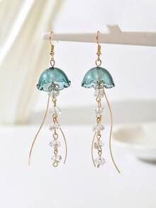 A Lightweight Pendant Earring With Geometric Tassel Jellyfish Pendant, Perfect For Swimming Pool Parties, Beach Vacations, Summer Outings, And Everyday Wear - Jellyfish Tassel - View 5