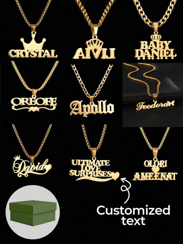 1 pieza de collar de inoxidable con múltiples coronas de rey chapado en oro de 18K, joyería elegante y minimalista de moda, collar con colgante personalizado con placa de identificación, accesorio multifuncional de uso diario, collar con colgante personalizado con letra para mujer, incluye una caja de regalo de alta gama exquisita para personalizar regalos de cumpleaños para amigos, parejas y familia.
