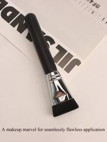 1支装高级粉底刷，适合所有肤质，耐用漆木手柄，电镀铜管化妆刷 - 黑色 - 查看 1