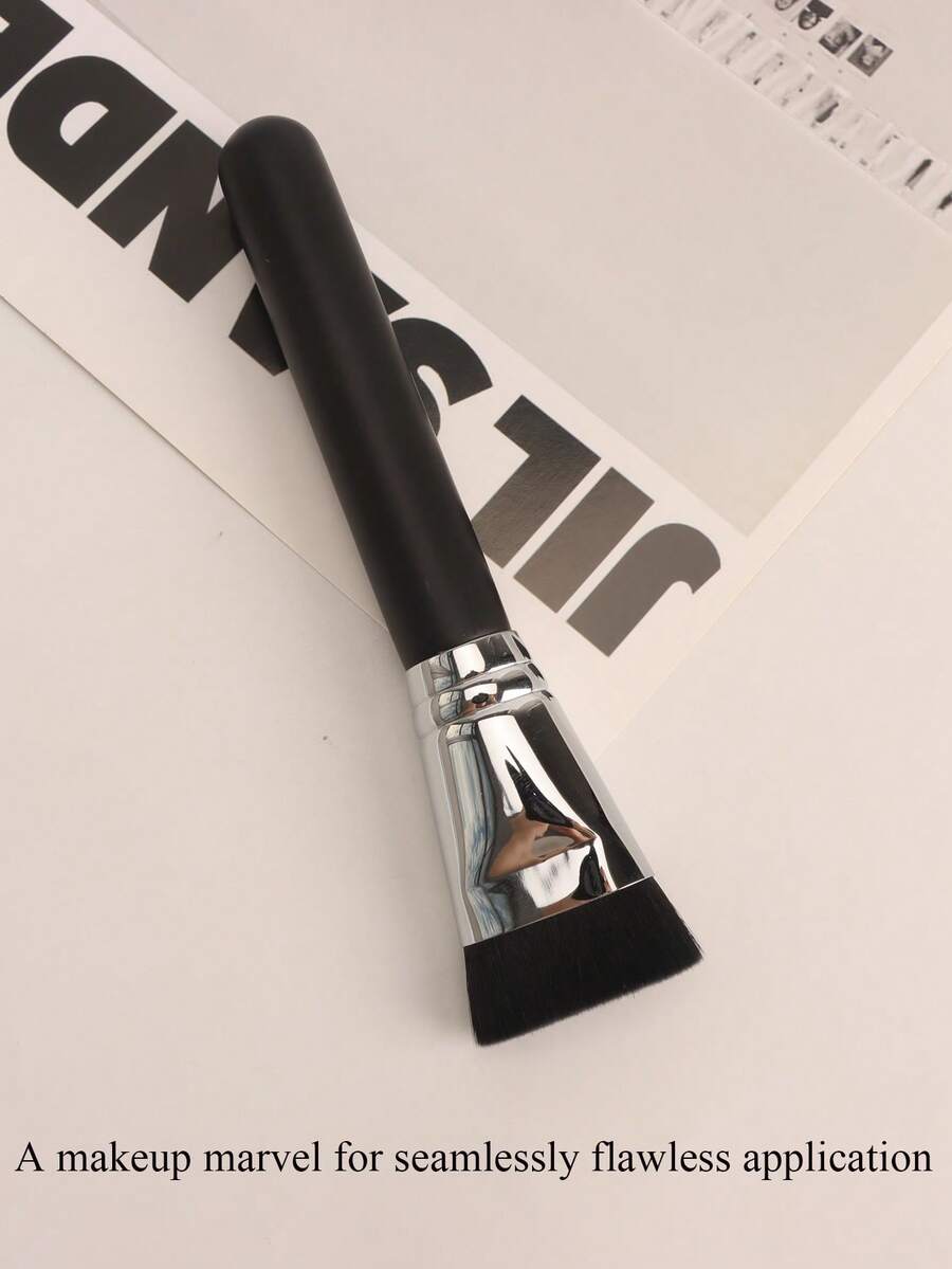 1支装高级粉底刷，适合所有肤质，耐用漆木手柄，电镀铜管化妆刷 - 黑色 - 查看 1