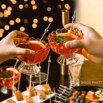 4.72" Disco Silver Cocktail Toothpicks | 1970s Silver Cupcake Fruit Toothpicks | Appetizer Drink Decor | 1970s Disco Party Christmas Carnival Birthday Wedding Celebration Decoration