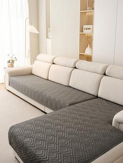 1件装奢华雪尼尔沙发套，简约纯色几何图案，防刮耐磨，防滑防尘，宠物友好，装饰性强，保护性好，适用于卧室、书房、餐厅和客厅，适合1/2/3/4人座沙发，可机洗/手洗/干洗，四季皆宜，波西米亚风格