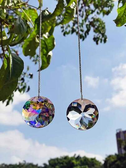 2pcs Crystal Suncatcher With Glass Prism, Hanging Sunshine Catcher Decor For Window, Balcony, Kitchen, Garden (2-Piece Set)