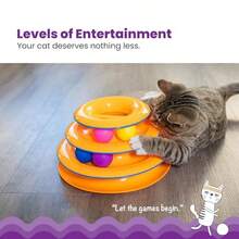 Tower Of Tracks Cat Toy 3-Level Track Tower With 6 Balls Interactive Cat Toy For Indoor Enrichment - như hình - Xem 2