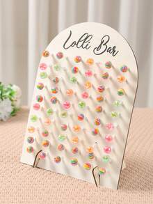 1个26*35厘米木制婴儿派对棒棒糖展示架，可重复使用糖果/甜点架，一周岁生日派对装饰，家用甜甜圈展示架，派对食品架，棒棒糖架，性别揭晓派对装饰，婴儿派对桌面装饰，婴儿派对礼物，性别揭晓派对用品，派对甜点站，婴儿派对装饰品 - 原木色 - 查看 6