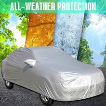 Silver Sport Car Cover Waterproof UV-Proof Windproof For All Weather Indoor Outdoor Mirror Pockets  ,L(480*175*120CM) - Silver - View 6