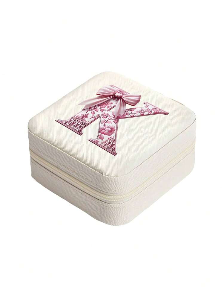 迷你便携首饰盒，米色首饰收纳盒，粉色蝴蝶结立体字母图案，首饰包装礼盒，项链耳环戒指盒，大容量戒指耳环小首饰收纳盒，旅行便携小盒，适合送给女孩、爱人、姐妹的精致礼物，适合度假旅行、返校、出差、通勤。 - 彩色 - 查看 22