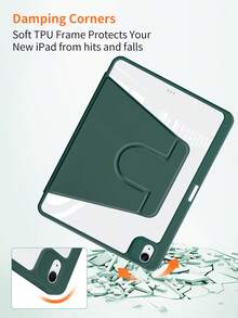 可旋转保护壳，兼容第 7/8/9/10/11 代、第 6/7 代 Mini、第 1/2/3/4/5 代 Air、11 英寸 (M2)/11 英寸 (M3)/13 英寸 (M2)/13 英寸 (M3)、第 3/4/5/6 代 Pro 12.9 英寸 - 墨綠色 - 查看 5