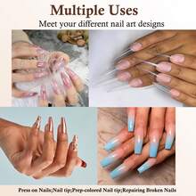 5入組含閃粉、UV凝膠、鑲嵌鑽石、壓克力等快速幹燥指甲膠套裝，堅固黏合假指甲美甲工具 - 無色 - 查看 7