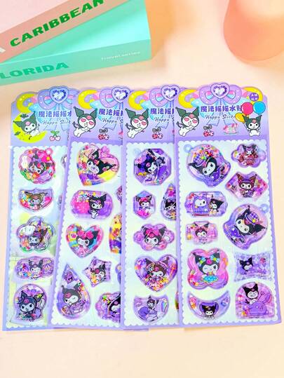 1张随机3D立体浮雕防水卡通手提包装饰贴纸，时尚可爱（水贴纸可能会蒸发，部分款式可能存在色差，随机发货）