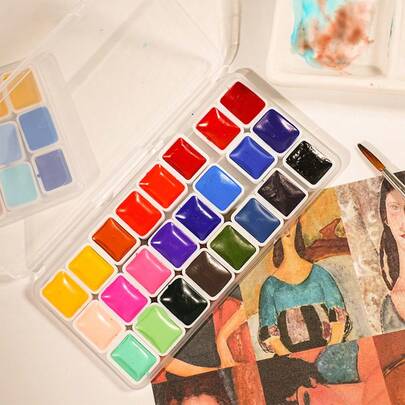 固体水彩颜料套装 - 便携轻巧，高固含量颜料，星空色调 - 艺术家理想之选，完美节日礼物