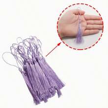 50 chiếc tua rua mini thủ công, thích hợp cho đồ thủ công DIY, trang trí đám cưới và làm dấu trang - Tua rua màu tím nhạt có vòng treo, dài 12,7cm, dùng làm dấu trang, móc khóa, phụ kiện tóc, đồ trang trí, quà tặng. - 50pcs - Xem 9