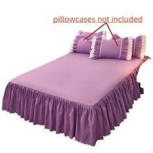 1pc Ruffled Soft Brushed Bed Skirt (Pillow Case Not Included) - Purple - View 4