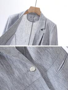 2026 New Grey 3/4 Sleeve Blazer For Women, Thin Commuter Style Elegant Fitted Minimalist Jacket - Grey - View 3