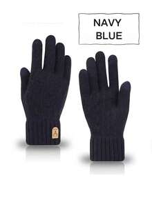 男士冬季保暖针织手套一双，双层设计，指尖带触屏功能，适合聚会、驾驶、跑步、手机游戏和日常活动，万圣节配饰，冬季手套，雪地手套 - 彩色 - 查看 15