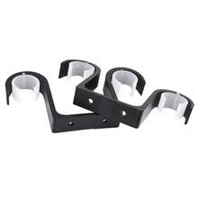 2Pcs Double Curtain Rod Brackets Ceiling Mount Ports Aluminum Alloy Black - A - View 2