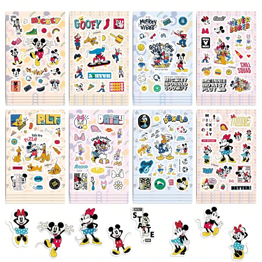 8 Stickers, Party Favors, Min Stickers, Don Duck Cartoon Stickers, Daisy Stickers, Stickers, Pluto Stickers, Waterproof Stickers, Stickers, Can Be Used For Books, Diaries, Phone Cases, Laptops, Tablets, Water Bottles, Suitable As Holiday, Birthday Gifts Or Reward Stickers, Gift Decorations - Multicolor - View 1