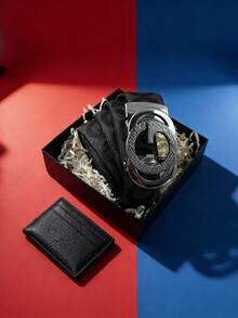 Premium Casual Business Zinc Alloy Letter Automatic Buckle Belt, Men's Versatile Minimalist Casual Pants Belt, Random Pattern Cutting - Multicolor - View 7