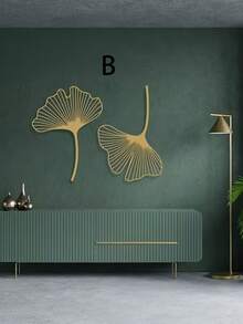 2pcs Ginkgo Leaf Metal Wall Decor Set, Minimalist Floral Wall Art, Floral Metal Line Art, Natural Decor, Bedroom Wall Art, Home Decor, Scene Decor, Theme Party Decor, Wall Decoration. Of Course, It Can Also Be A Gift For Any Occasion, Such As: Housewarming, Birthday, Valentine's Day, Perfect For Home, Wedding, Christmas Decoration! - Black - View 6
