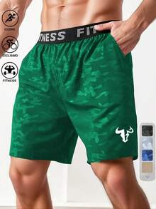 2026 NUEVO Shorts Deportivos para Hombre con Estampado de Cabeza de Toro y Letras, Bolsillos Laterales, Estilo Casual Verano, Ropa Deportiva para Exterior y Gimnasio - Azul marino - Ver 9