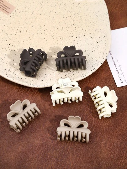 6pcs 4.5cm Matte Finish Hair Clips Set, Women & Girls Essential Daily Hair Accessories, Mini Portable Hair Claws, Double-Layer Hair Clips, Minimalist Elegant Hair Clips