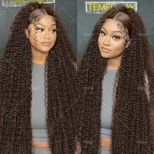 VIOLLY Jerry Curly 12 Inch Bob 5*5 HD Transparent Lace Closure Front Wear & Go Glueless Wig 200% Density Pre Cut Lace Melted Hairline Baby Hair Pre Plucked Pre Bleached Knots Heat Resistant Human Hair Blend Wig #4 Dark Brown - S4 - View 10