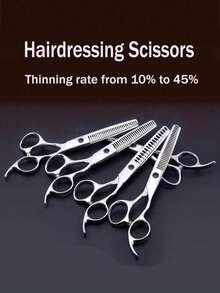 1pc Professional Hair Cutting Scissors, Hairdressing Trimming Shears, Salon & Home Use Hair Cutting Tool, 10%-45% Cutting Efficiency - Silver - View 3