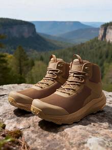 Botas de trabajo tácticas militares para hombre Botas de combate de cuero para motocicleta - Caqui - Ver 2