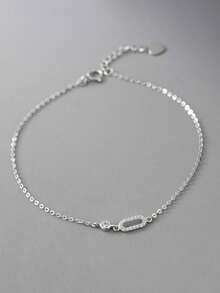 1pc S925 Sterling Silver Geometric Anklet, Suitable Jewelry Gift For Girls, Graduation, Birthday, Daily Wear Accessory, Party Favor - Geometry - View 5