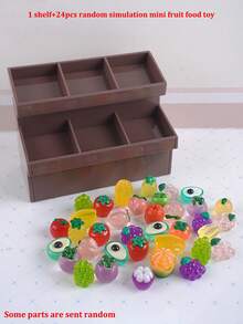 24pcs/30pcs Lifelike Miniature Fruit Set With Apricot Brown Fruit Shelf, 1:12 Scale Harvest Festival Decoration, Supermarket Diorama, Party Table Top Display, Photo Props (Note: Fragile During Transportation) - Multicolor - View 11