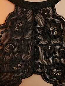 蕾丝开裆内裤，性感蝴蝶结透明丁字裤，适合情人节、万圣节、外出穿着的性感内衣 - 黑色 - 查看 5