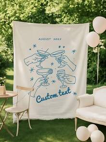 1件定制文字挂毯，可个性化印制短语和日期，亮蓝色，是户外和派对装饰的理想之选，也是庆祝活动的绝佳礼物 - 彩色 - 查看 8