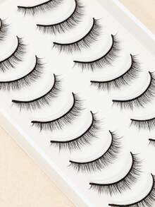 10对自然猫眼假睫毛，仿貂毛假睫毛，智能貂毛假睫毛，化妆假睫毛 - 黑色 - 查看 4