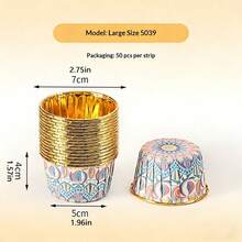 50个装烘焙纸杯蛋糕衬垫，耐热PET纸杯，卷边加固不油腻，纸杯蛋糕包装纸，烘焙纸杯 - 查看 11