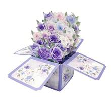 1pc Purple Butterfly 3D Pop-Up Flower Box, Warm Birthday Composite Butterfly Flower Box With Envelope Birthday Card, Friend Birthday Party Gift - Multicolor - View 10